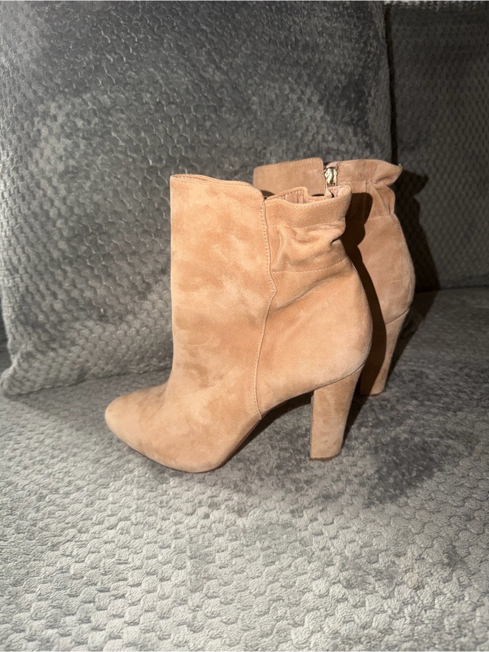 White House black market Suede High Heel Ankle Boots - Tan